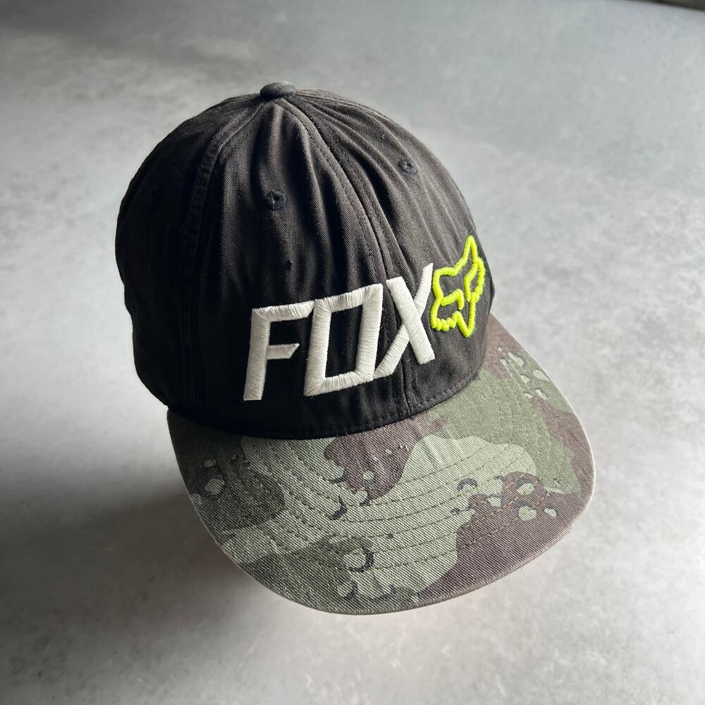 Vintage Fox Racing Cap Snapback Camo One Size Spell out Logo BMX